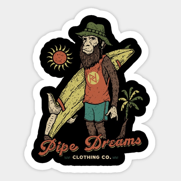 Surfer Monkey Sticker by Pipe Dreams Clothing Co.